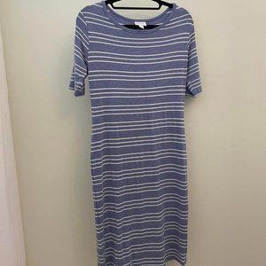 Blue and White Striped LulaRoe Pencil Dress